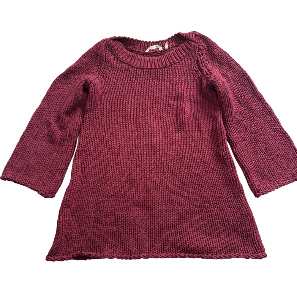 Soft Surroundings Burgundy Chunky Knit Cotton Blend Sweater Petite Small PS